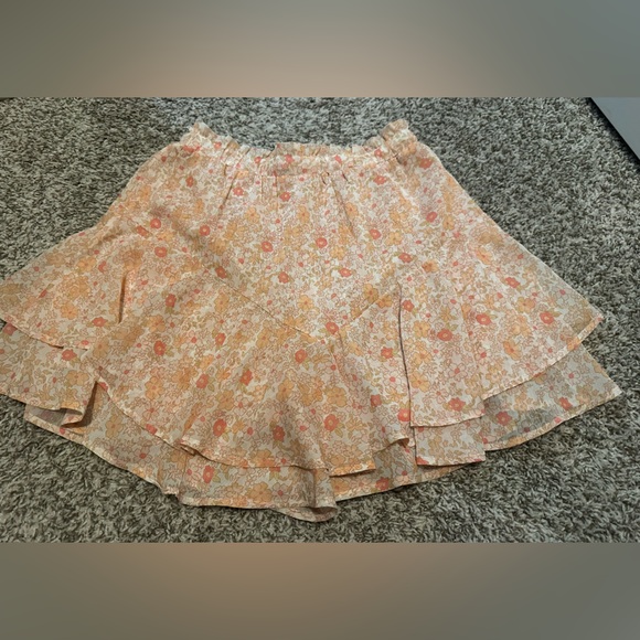 Women’s Small Floral Ruffle Skort Cottagecore Boho Mini Skirt Shorts Overlay - Picture 2 of 4